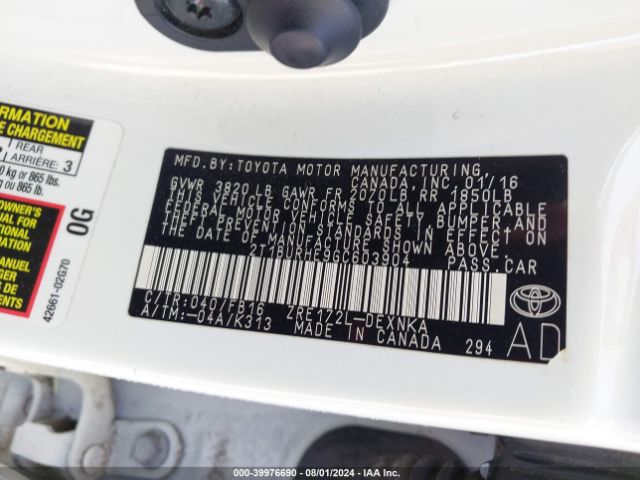 Photo 8 VIN: 2T1BURHE9GC603904 - TOYOTA COROLLA 