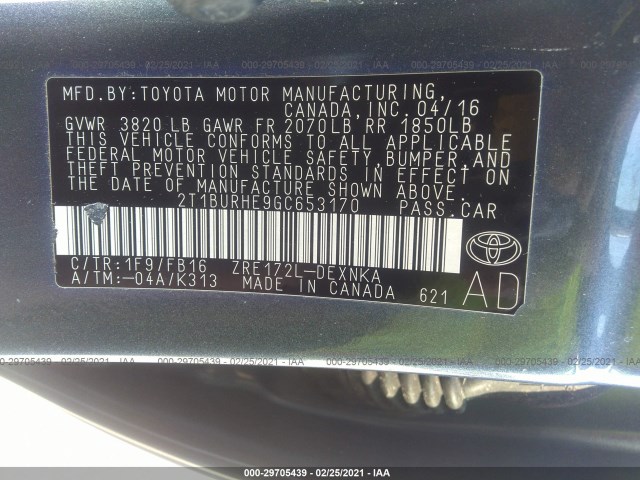 Photo 8 VIN: 2T1BURHE9GC653170 - TOYOTA COROLLA 