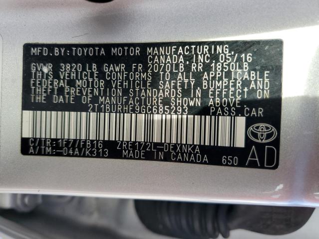 Photo 12 VIN: 2T1BURHE9GC685293 - TOYOTA COROLLA L 