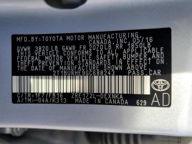 Photo 11 VIN: 2T1BURHE9GC688243 - TOYOTA COROLLA 