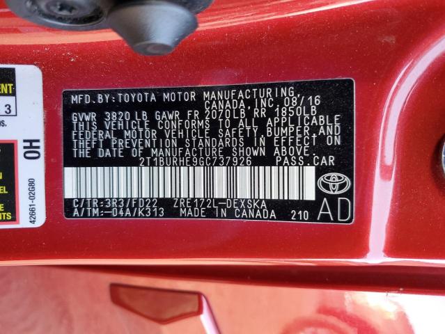 Photo 11 VIN: 2T1BURHE9GC737926 - TOYOTA COROLLA L 