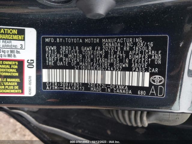 Photo 8 VIN: 2T1BURHE9GC744357 - TOYOTA COROLLA 