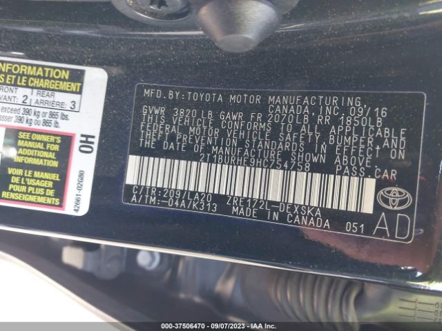 Photo 8 VIN: 2T1BURHE9HC754758 - TOYOTA COROLLA 