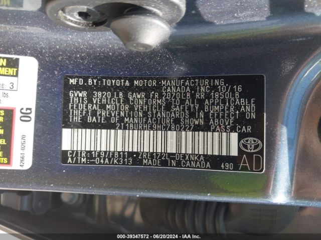 Photo 8 VIN: 2T1BURHE9HC780227 - TOYOTA COROLLA 