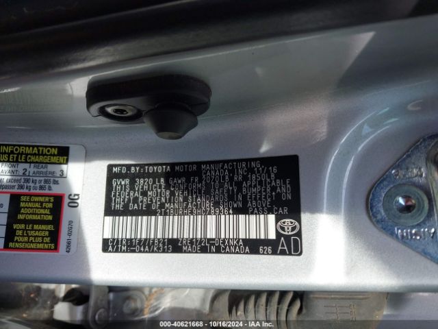 Photo 8 VIN: 2T1BURHE9HC789364 - TOYOTA COROLLA 