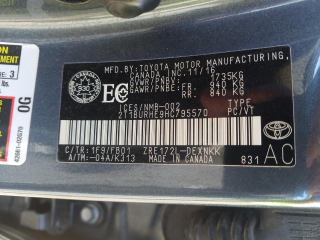 Photo 9 VIN: 2T1BURHE9HC795570 - TOYOTA COROLLA L 