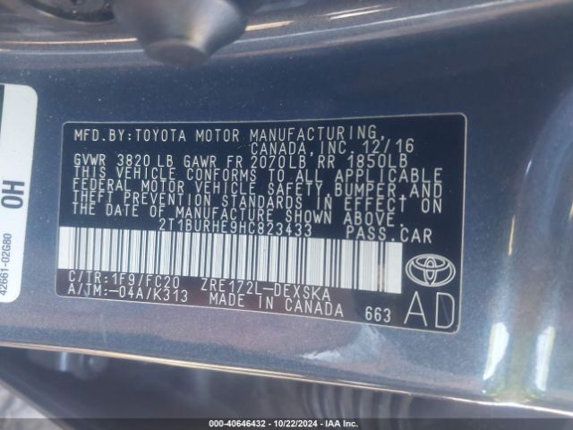 Photo 8 VIN: 2T1BURHE9HC823433 - TOYOTA COROLLA 