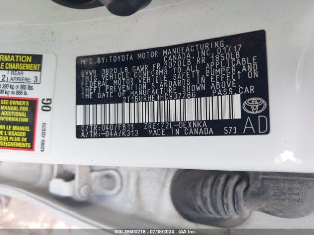 Photo 8 VIN: 2T1BURHE9HC837266 - TOYOTA COROLLA 