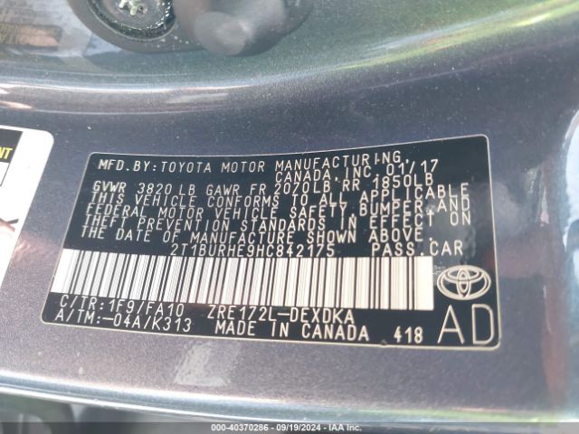 Photo 8 VIN: 2T1BURHE9HC842175 - TOYOTA COROLLA 