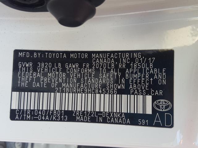 Photo 9 VIN: 2T1BURHE9HC845366 - TOYOTA COROLLA L 