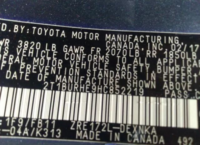 Photo 8 VIN: 2T1BURHE9HC852219 - TOYOTA COROLLA 