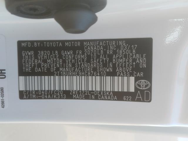 Photo 9 VIN: 2T1BURHE9HC876410 - TOYOTA COROLLA L 