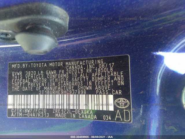 Photo 8 VIN: 2T1BURHE9HC937898 - TOYOTA COROLLA 