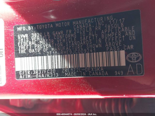 Photo 8 VIN: 2T1BURHE9JC009241 - TOYOTA COROLLA 