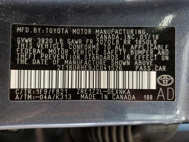 Photo 11 VIN: 2T1BURHE9JC041526 - TOYOTA COROLLA 