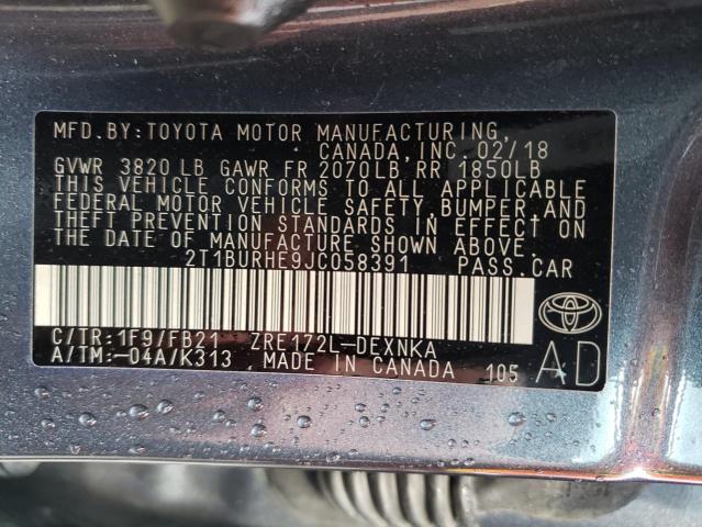 Photo 9 VIN: 2T1BURHE9JC058391 - TOYOTA COROLLA L 