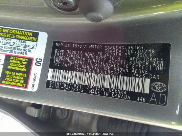 Photo 8 VIN: 2T1BURHE9JC095862 - TOYOTA COROLLA 