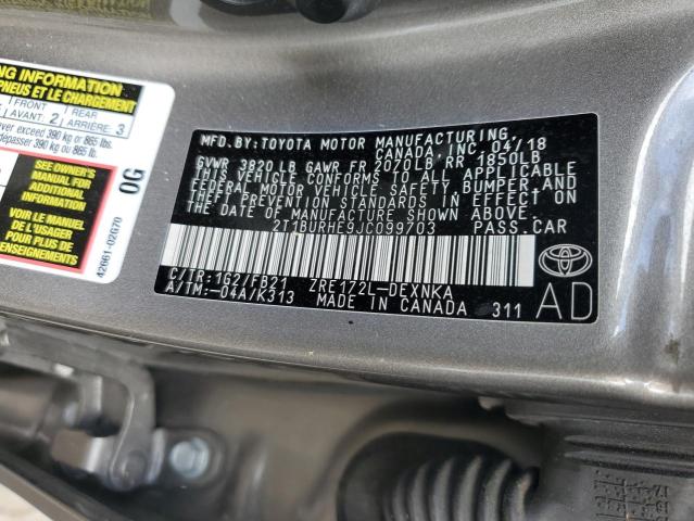 Photo 11 VIN: 2T1BURHE9JC099703 - TOYOTA COROLLA L 