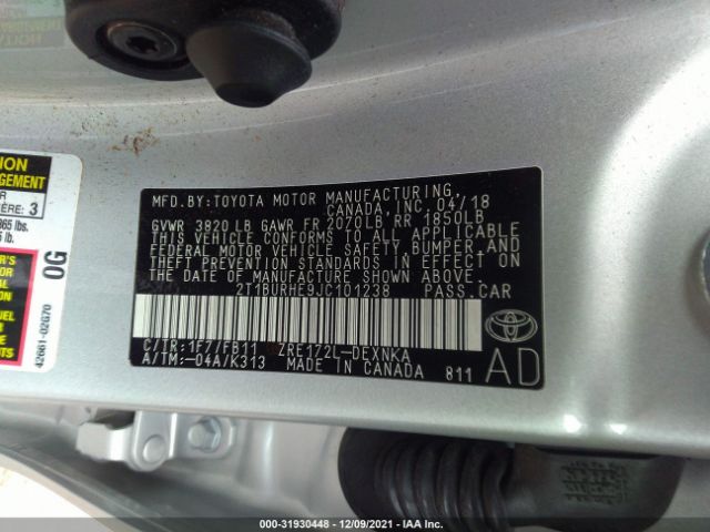 Photo 8 VIN: 2T1BURHE9JC101238 - TOYOTA COROLLA 