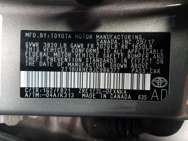 Photo 9 VIN: 2T1BURHE9JC986377 - TOYOTA COROLLA L 