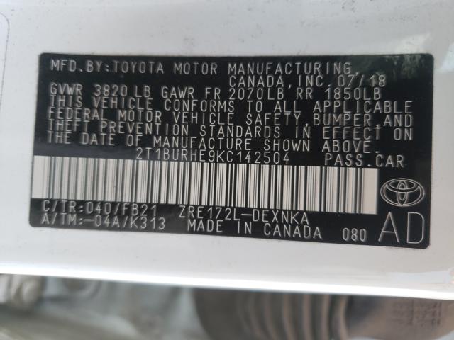 Photo 9 VIN: 2T1BURHE9KC142504 - TOYOTA COROLLA L 