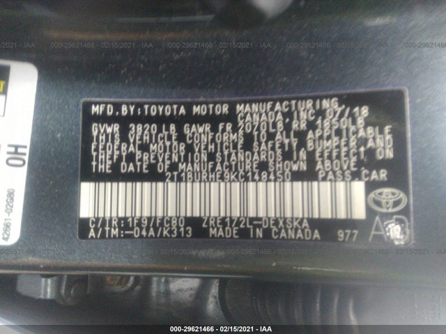 Photo 8 VIN: 2T1BURHE9KC148450 - TOYOTA COROLLA 