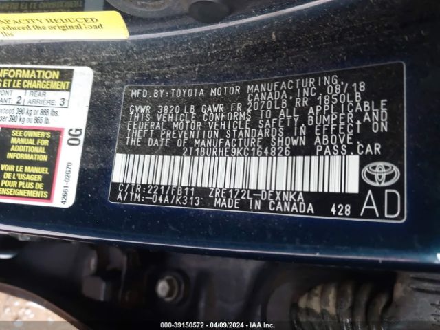 Photo 8 VIN: 2T1BURHE9KC164826 - TOYOTA COROLLA 