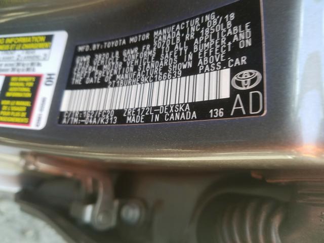 Photo 9 VIN: 2T1BURHE9KC166639 - TOYOTA COROLLA L 