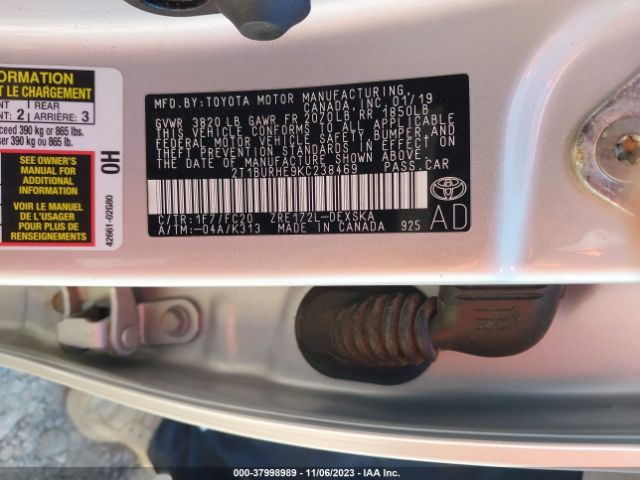 Photo 8 VIN: 2T1BURHE9KC238469 - TOYOTA COROLLA 