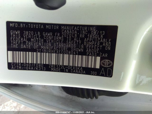 Photo 8 VIN: 2T1BURHEXEC008041 - TOYOTA COROLLA 