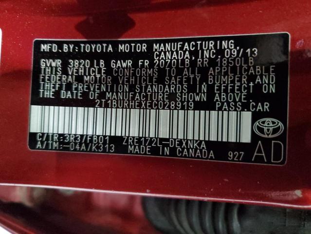 Photo 12 VIN: 2T1BURHEXEC028919 - TOYOTA COROLLA L 