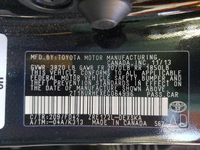 Photo 9 VIN: 2T1BURHEXEC064996 - TOYOTA COROLLA L 