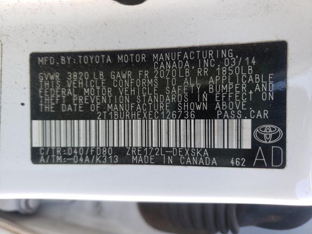 Photo 9 VIN: 2T1BURHEXEC126736 - TOYOTA COROLLA L 