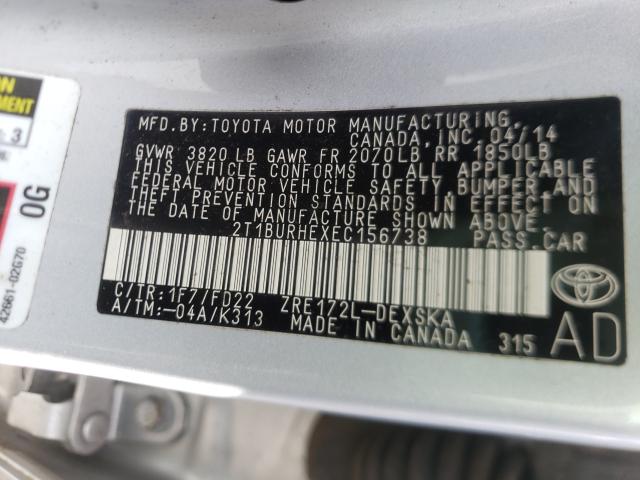 Photo 9 VIN: 2T1BURHEXEC156738 - TOYOTA COROLLA L 