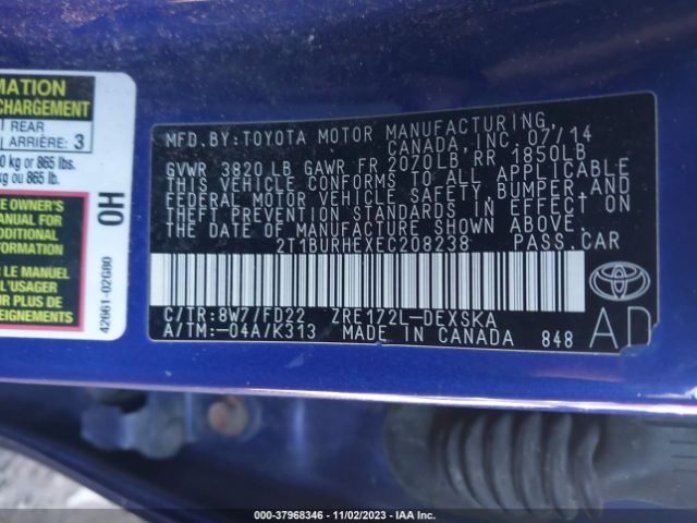 Photo 8 VIN: 2T1BURHEXEC208238 - TOYOTA COROLLA 