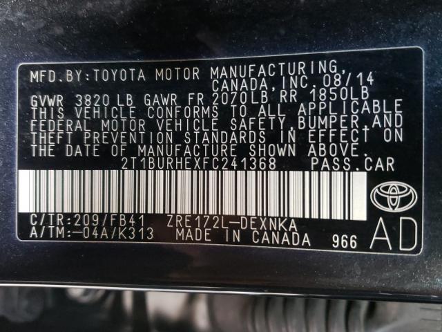 Photo 9 VIN: 2T1BURHEXFC241368 - TOYOTA COROLLA L 