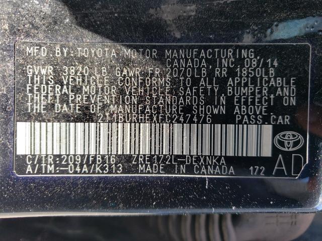 Photo 9 VIN: 2T1BURHEXFC247476 - TOYOTA COROLLA L 