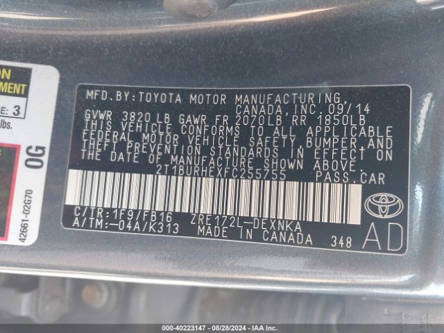 Photo 8 VIN: 2T1BURHEXFC255755 - TOYOTA COROLLA 