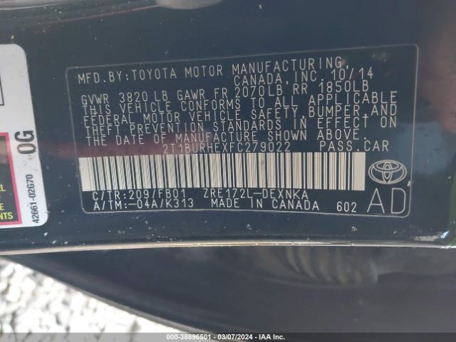 Photo 8 VIN: 2T1BURHEXFC279022 - TOYOTA COROLLA 