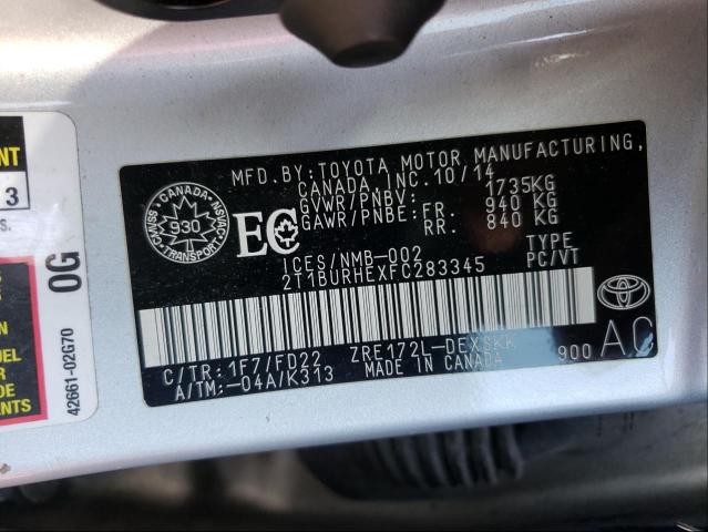 Photo 9 VIN: 2T1BURHEXFC283345 - TOYOTA COROLLA L 