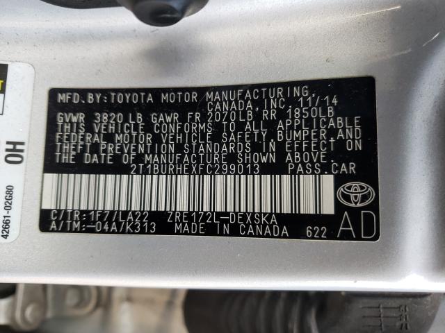 Photo 9 VIN: 2T1BURHEXFC299013 - TOYOTA COROLLA L 