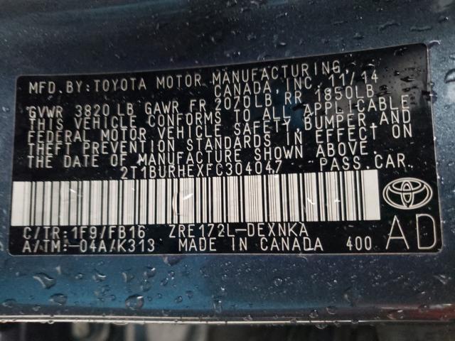 Photo 9 VIN: 2T1BURHEXFC304047 - TOYOTA COROLLA L 