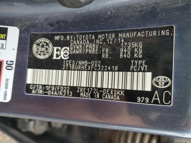 Photo 12 VIN: 2T1BURHEXFC322418 - TOYOTA COROLLA 