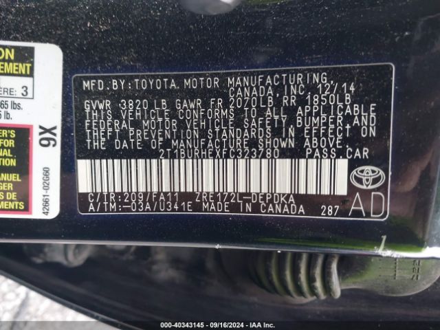 Photo 8 VIN: 2T1BURHEXFC323780 - TOYOTA COROLLA 