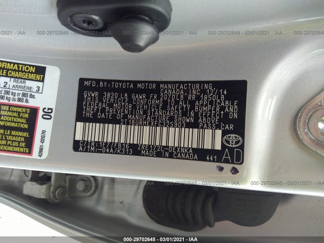 Photo 8 VIN: 2T1BURHEXFC325903 - TOYOTA COROLLA 