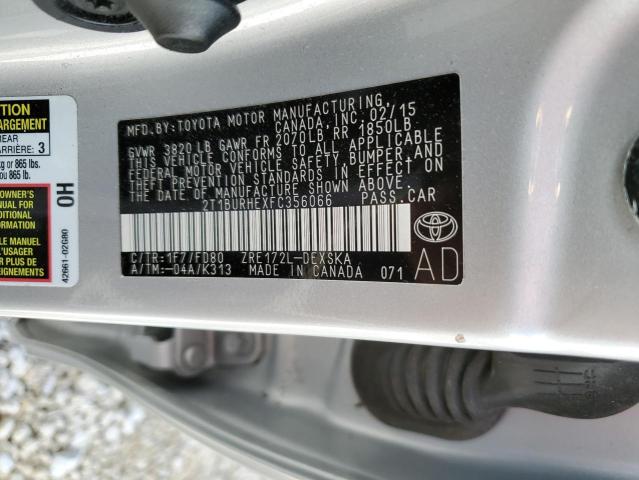 Photo 9 VIN: 2T1BURHEXFC356066 - TOYOTA COROLLA L 