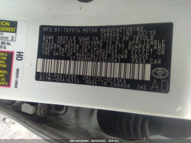 Photo 8 VIN: 2T1BURHEXFC357041 - TOYOTA COROLLA 