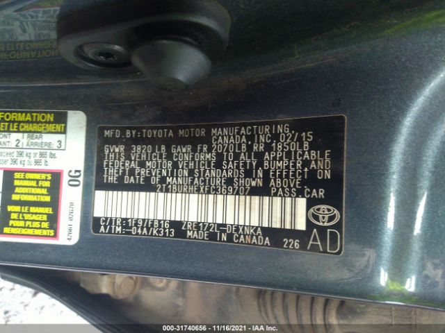 Photo 8 VIN: 2T1BURHEXFC369707 - TOYOTA COROLLA 