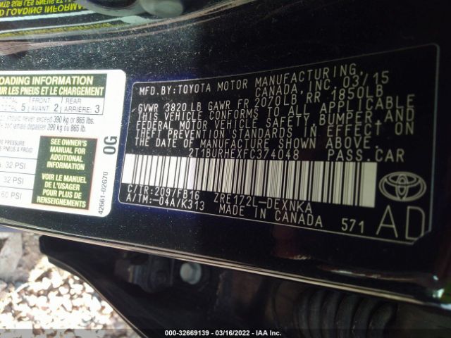 Photo 8 VIN: 2T1BURHEXFC374048 - TOYOTA COROLLA 