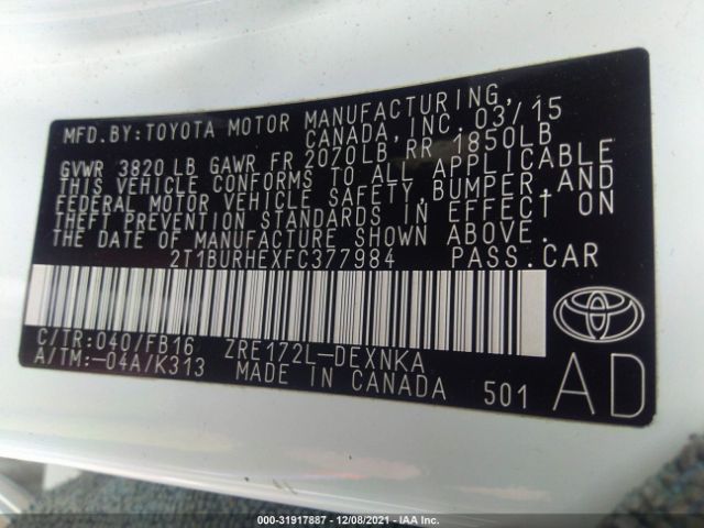 Photo 8 VIN: 2T1BURHEXFC377984 - TOYOTA COROLLA 